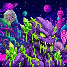 Oozlings #7870, Crystal Rock · Neon City
