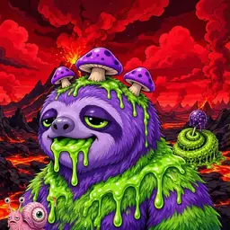 Oozlings #7871, Slime Sloth · Lava Fields