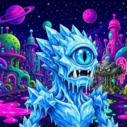 Oozlings #7886, Ice Cyclops · Neon City