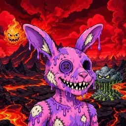 Oozlings #7888, Zombie Bunny · Lava Fields
