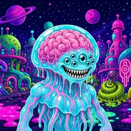 Oozlings #789, Jellyfish Brain · Neon City