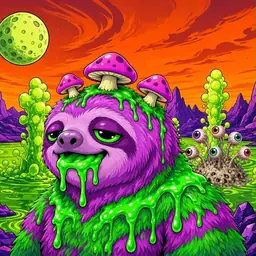 Oozlings #7898, Mutated Slime Sloth · Acid Lake