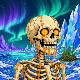 Oozlings #7899, Skull · Aurora Ice
