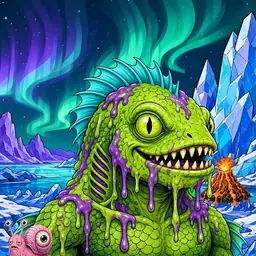 Oozlings #7916, Swamp Fish · Aurora Ice