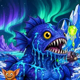 Oozlings #7918, Anglerfish · Aurora Ice