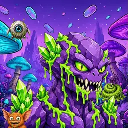 Oozlings #7924, Crystal Rock · Fungus Forest