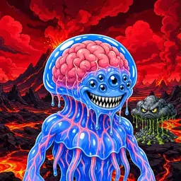 Oozlings #793, Mutated Jellyfish Brain · Lava Fields