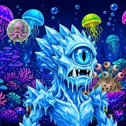 Oozlings #7936, Ice Cyclops · Glow Reef