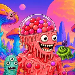 Oozlings #7939, Mutated Gumball Brain · Mushroom Desert