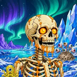 Oozlings #7943, Skull · Aurora Ice