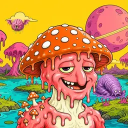 Oozlings #7952, Mutated Mushroom Head · Turquoise Swamp