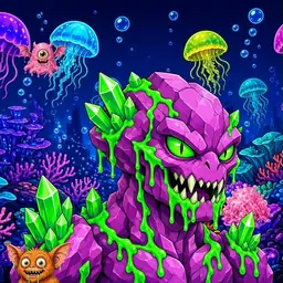 Oozlings #7962, Mutated Crystal Rock · Glow Reef