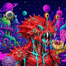 Oozlings #7963, Crab · Neon City
