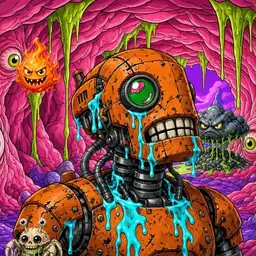 Oozlings #7967, Rusty Robot · Flesh Cave