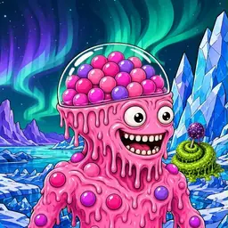 Oozlings #7969, Gumball Brain · Aurora Ice