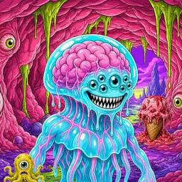 Oozlings #7990, Jellyfish Brain · Flesh Cave