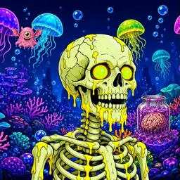 Oozlings #7994, Mutated Skull · Glow Reef