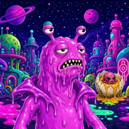 Oozlings #8007, Mutated Slug · Neon City