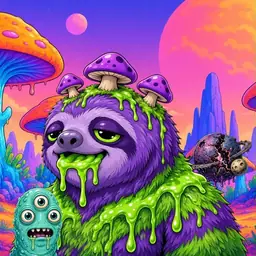Oozlings #801, Slime Sloth · Mushroom Desert