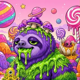 Oozlings #8014, Slime Sloth · Candy Planet
