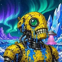 Oozlings #8019, Mutated Rusty Robot · Aurora Ice