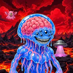 Oozlings #802, Mutated Jellyfish Brain · Lava Fields