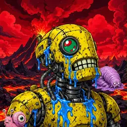 Oozlings #8054, Mutated Rusty Robot · Lava Fields