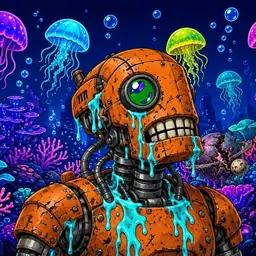 Oozlings #806, Rusty Robot · Glow Reef