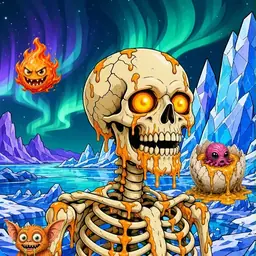 Oozlings #8063, Skull · Aurora Ice