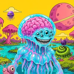 Oozlings #8068, Jellyfish Brain · Turquoise Swamp