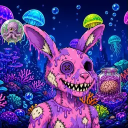 Oozlings #8075, Zombie Bunny · Glow Reef