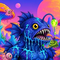 Oozlings #8076, Anglerfish · Mushroom Desert