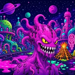 Oozlings #8098, Squid · Neon City