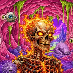 Oozlings #810, Fire Skull · Flesh Cave