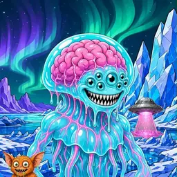 Oozlings #8105, Jellyfish Brain · Aurora Ice