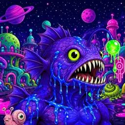 Oozlings #8118, Mutated Anglerfish · Neon City