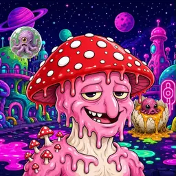 Oozlings #8122, Mushroom Head · Neon City