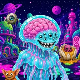 Oozlings #8150, Jellyfish Brain · Neon City