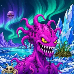 Oozlings #8156, Squid · Aurora Ice