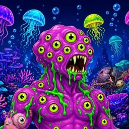 Oozlings #817, Mutated Eyeball Cluster · Glow Reef