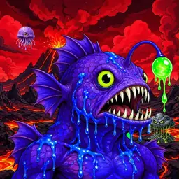 Oozlings #8186, Mutated Anglerfish · Lava Fields