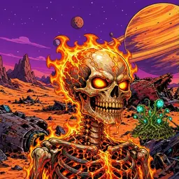 Oozlings #819, Fire Skull · Ship Junkyard