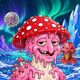 Oozlings #8197, Mushroom Head · Aurora Ice