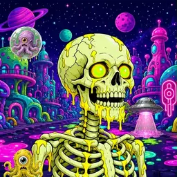 Oozlings #8208, Mutated Skull · Neon City