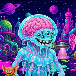 Oozlings #8214, Jellyfish Brain · Neon City