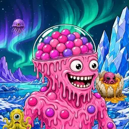 Oozlings #8217, Gumball Brain · Aurora Ice