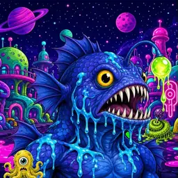 Oozlings #8219, Anglerfish · Neon City