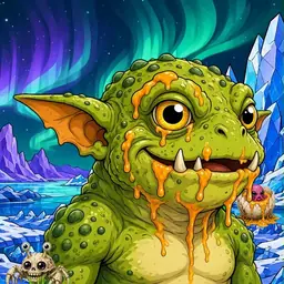 Oozlings #8220, Toad Goblin · Aurora Ice