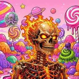 Oozlings #8232, Fire Skull · Candy Planet