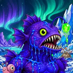 Oozlings #8250, Mutated Anglerfish · Aurora Ice